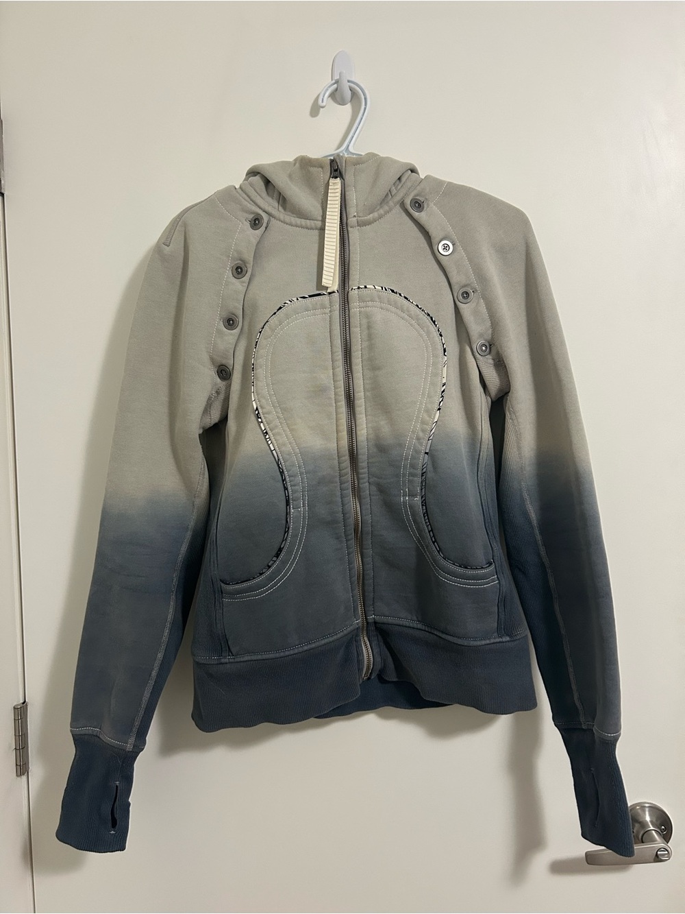 VTG Lululemon Special Edition Gray Scuba Hoodie w/ Detachable Sleeves Sz 8 RARE